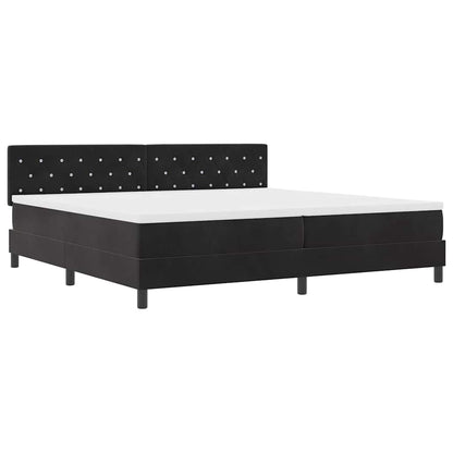 Letto a Sorgente LED con materasso Nero 200 x 200 cm Velluto