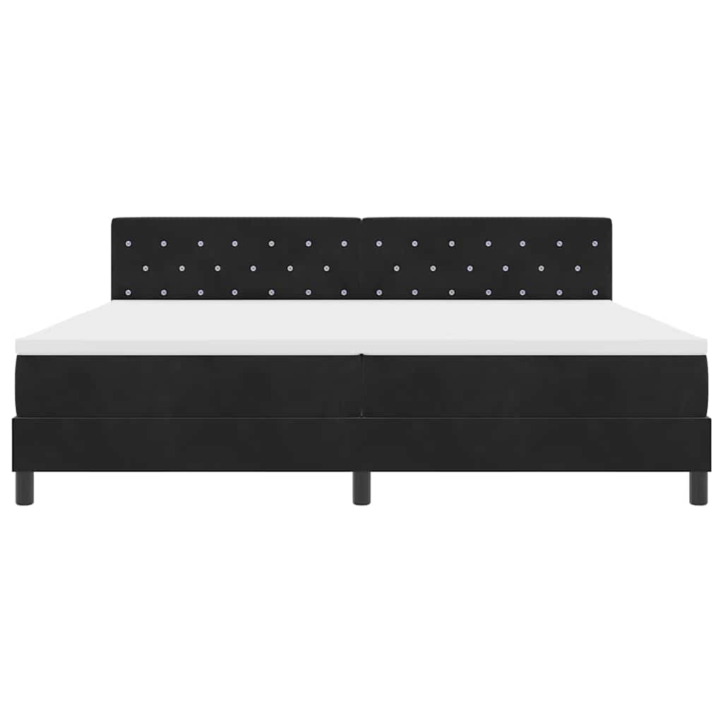 Letto a Sorgente LED con materasso Nero 200 x 200 cm Velluto