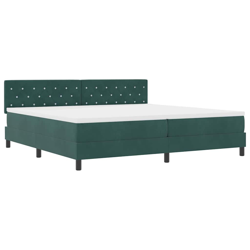 Letto a Sorgente LED con led Verde Scuro 200 x 200 cm Velluto | homemem39