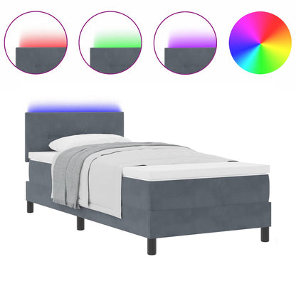 Letto a Sorgente LED Grigio scuro 80 x 200 cm Velluto