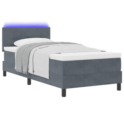 Letto a Sorgente LED Grigio scuro 80 x 200 cm Velluto | homemem39