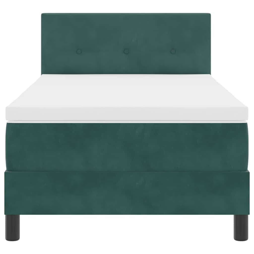 Letto a Sorgente LED Verde Scuro 90 x 190 cm Velluto