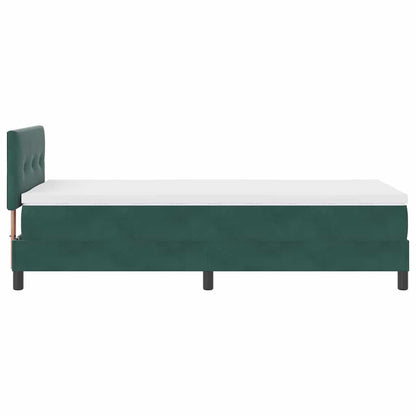 Letto a Sorgente LED Verde Scuro 90 x 190 cm Velluto
