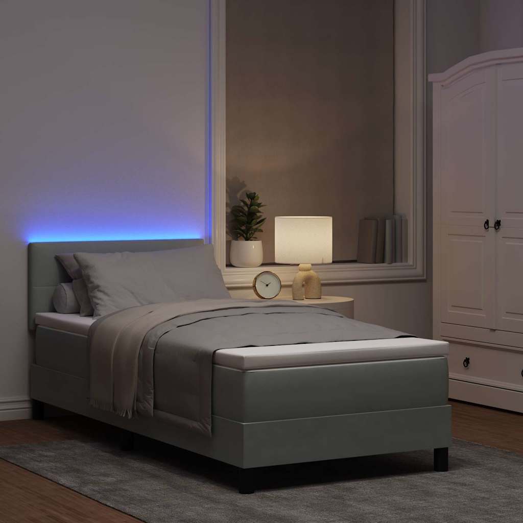 Letto a Sorgente LED Grigio chiaro 90 x 200 cm Velluto | homemem39