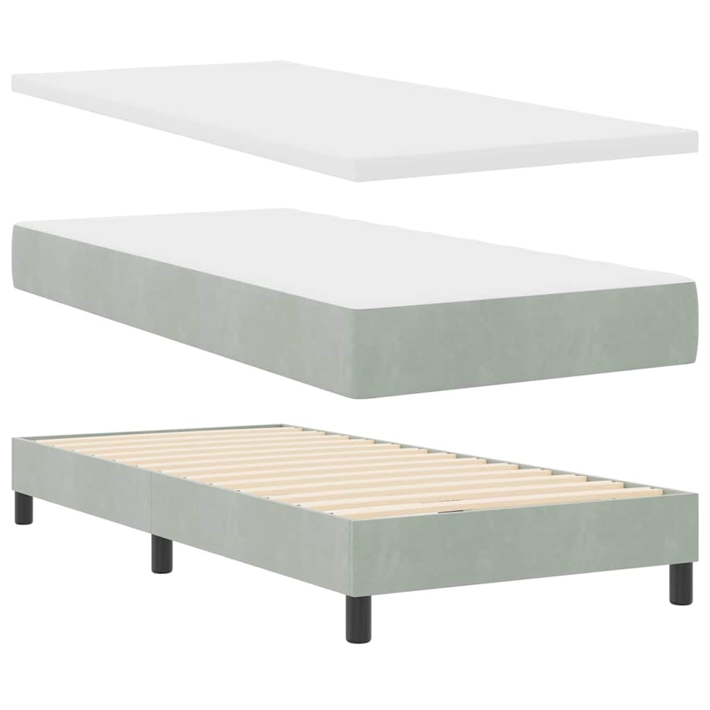 Letto a Sorgente LED Grigio chiaro 90 x 200 cm Velluto | homemem39
