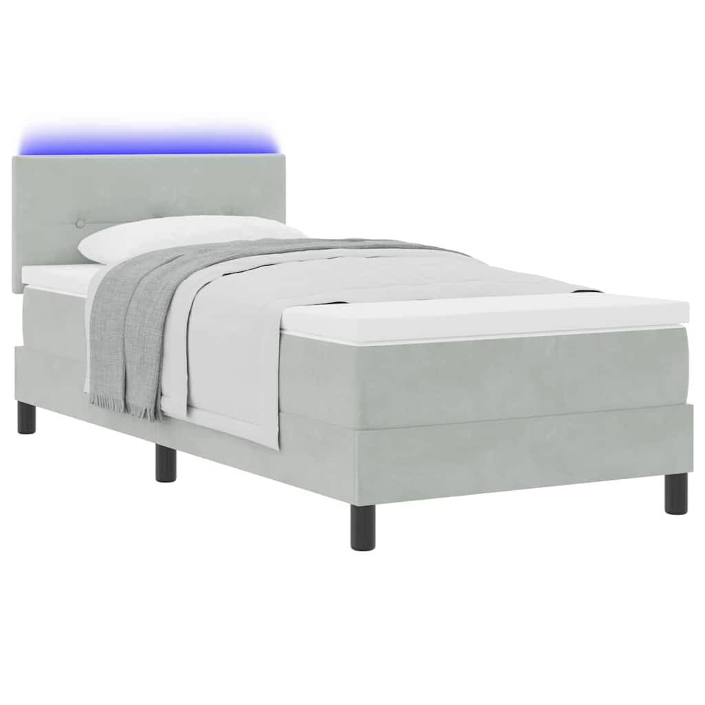 Letto a Sorgente LED Grigio chiaro 90 x 200 cm Velluto | homemem39