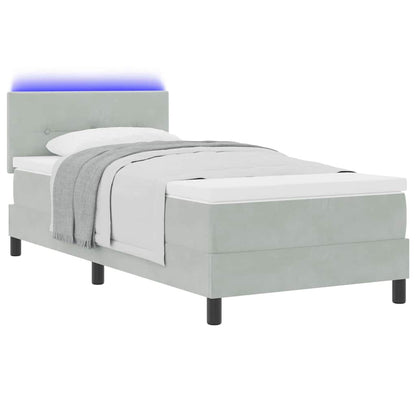 Letto a Sorgente LED Grigio chiaro 90 x 200 cm Velluto | homemem39