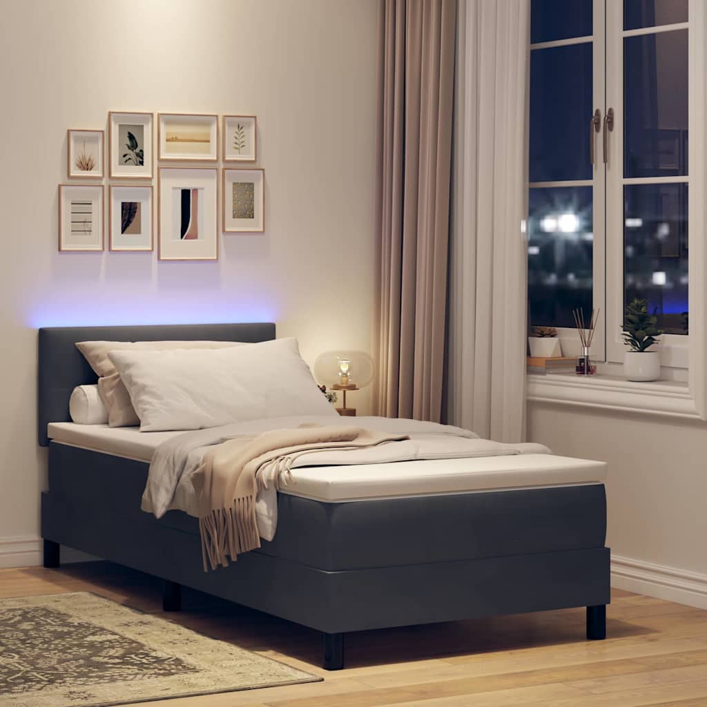 Letto a Sorgente LED Grigio scuro 90 x 200 cm Velluto | homemem39