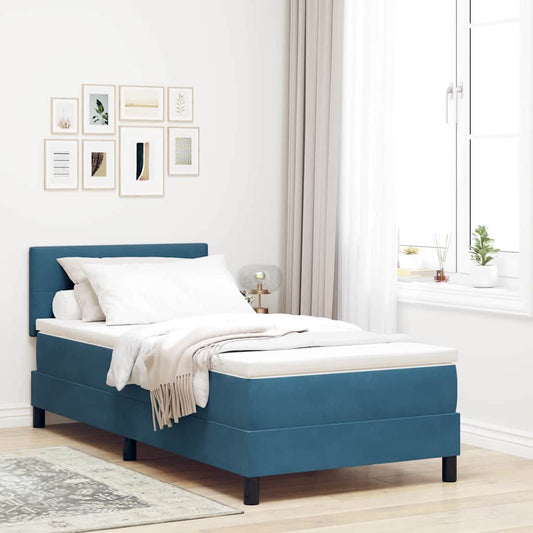 Letto a Sorgente LED con testiera Blu Scuro 90 x 200 cm Velluto | homemem39