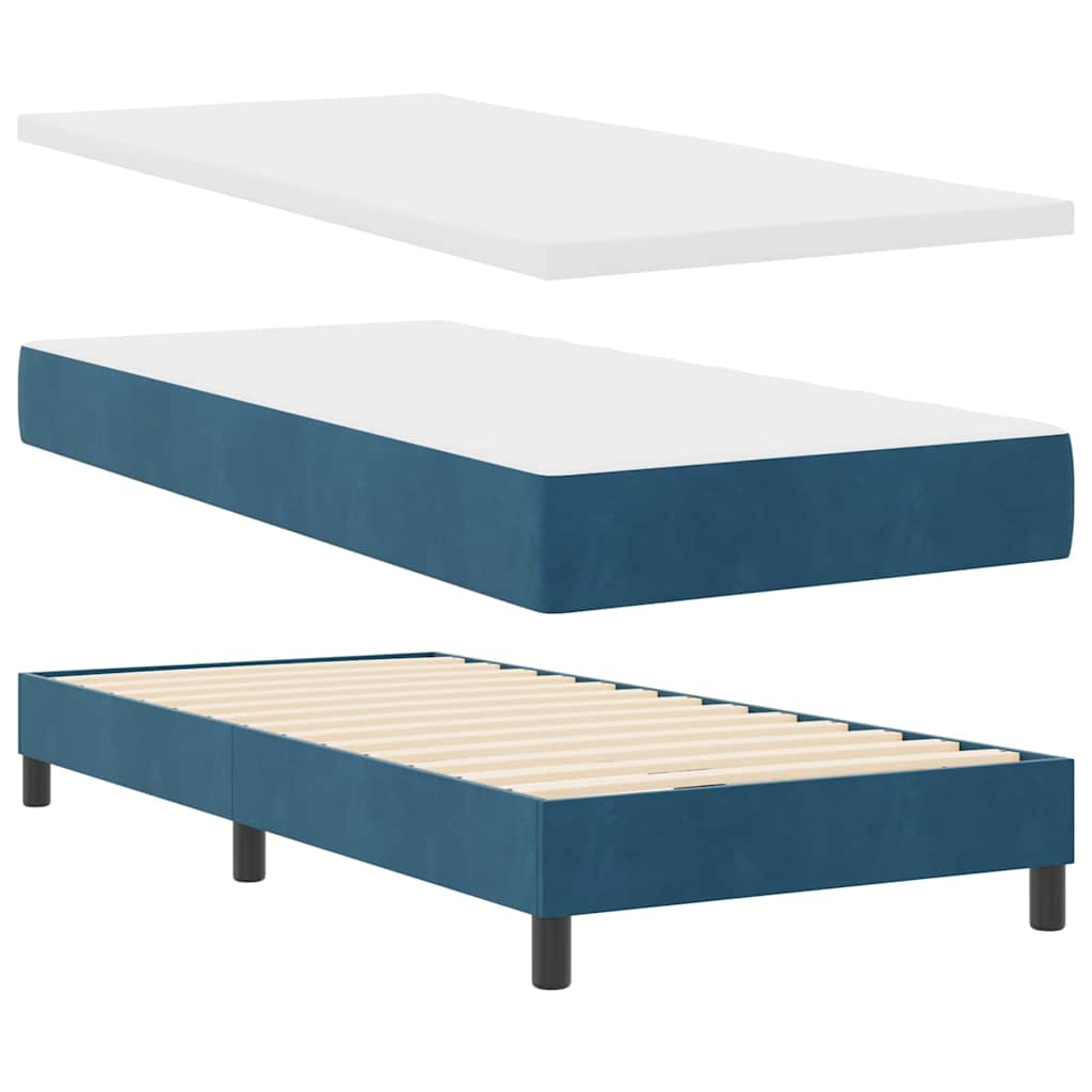 Letto a molle con testiera Blu scuro 90 x 200 cm Velluto