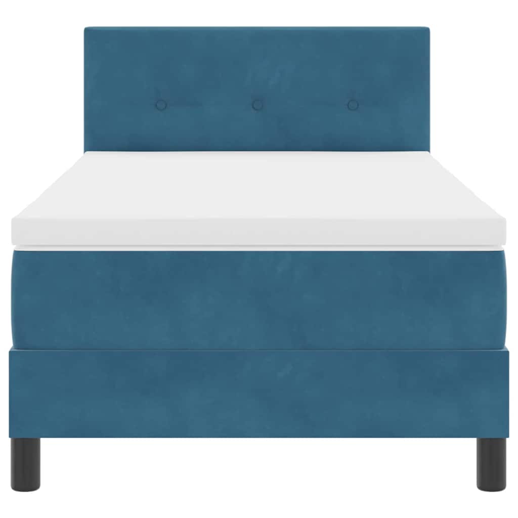 Letto a molle con testiera Blu scuro 90 x 200 cm Velluto