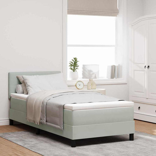 Letto a Sorgente LED Grigio chiaro 100 x 200 cm Velluto | homemem39