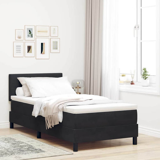 Letto a Sorgente LED con strisce LED Nero 100 x 200 cm Velluto | homemem39