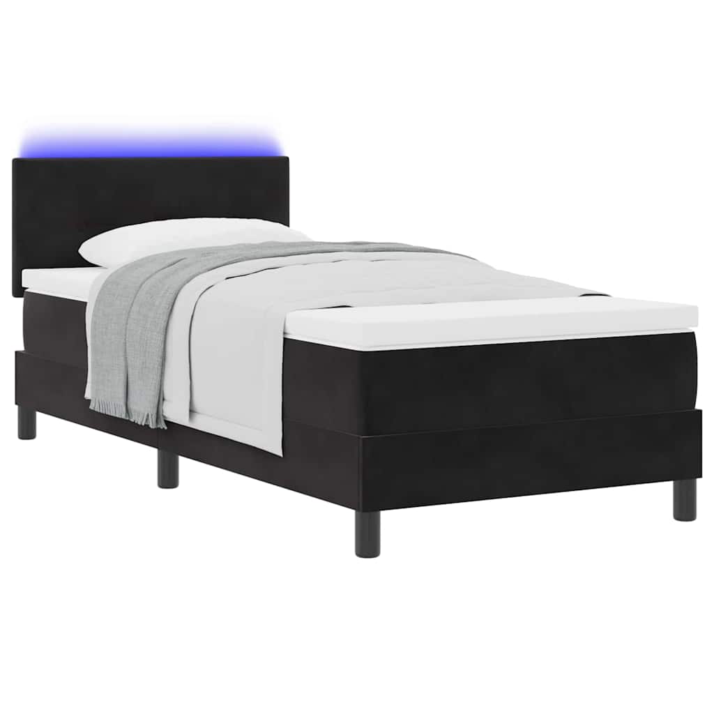 Letto a Sorgente LED con strisce LED Nero 100 x 200 cm Velluto | homemem39
