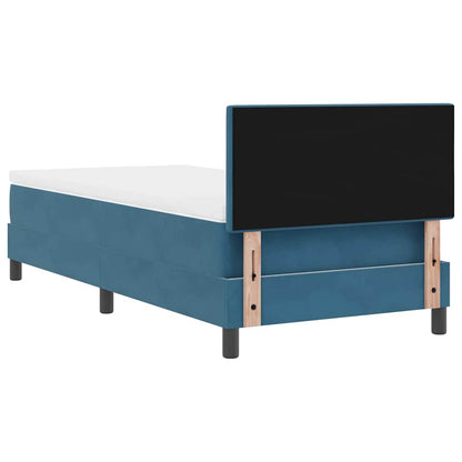 Letto a Sorgente LED Blu Scuro 100 x 200 cm Velluto
