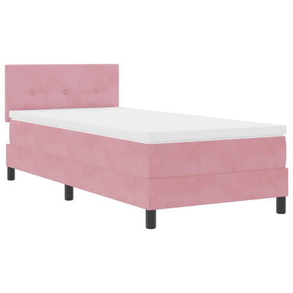 Letto a Sorgente LED con materasso Rosa 100 x 200 cm Velluto
