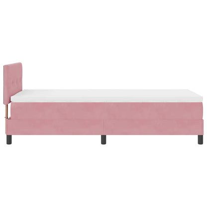 Letto a Sorgente LED con materasso Rosa 100 x 200 cm Velluto
