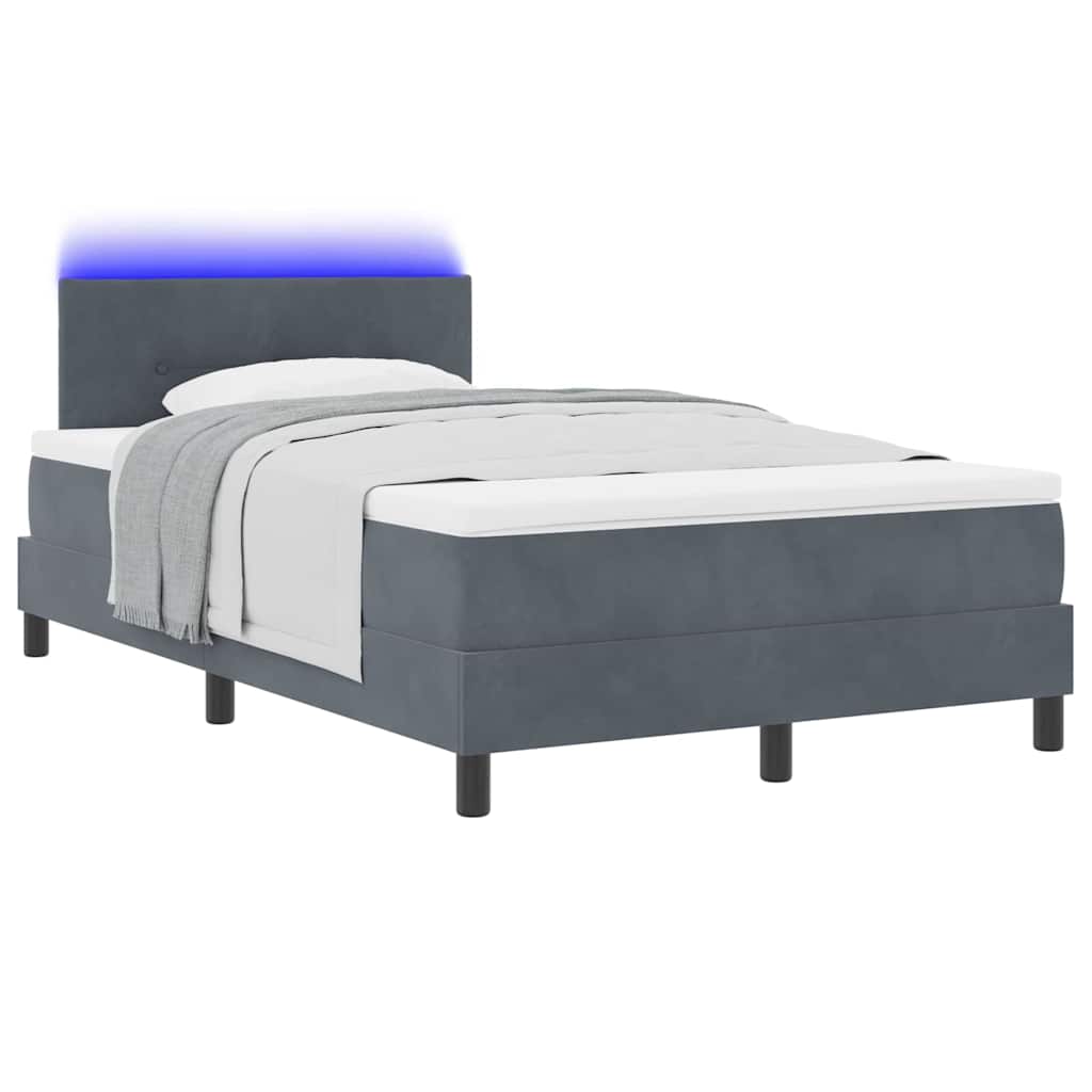 Letto a Sorgente LED Grigio scuro 120 x 190 cm Velluto | homemem39