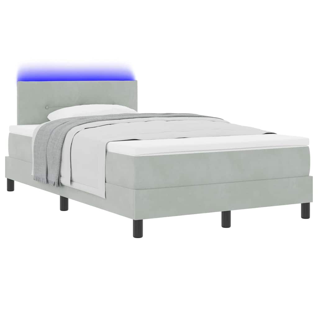 Letto a Sorgente LED Grigio chiaro 120 x 200 cm Velluto | homemem39