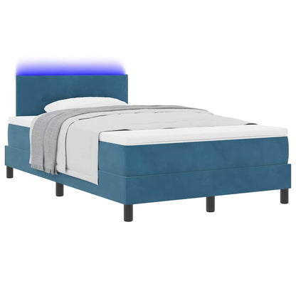 Letto a Sorgente LED Blu Scuro 120 x 200 cm Velluto