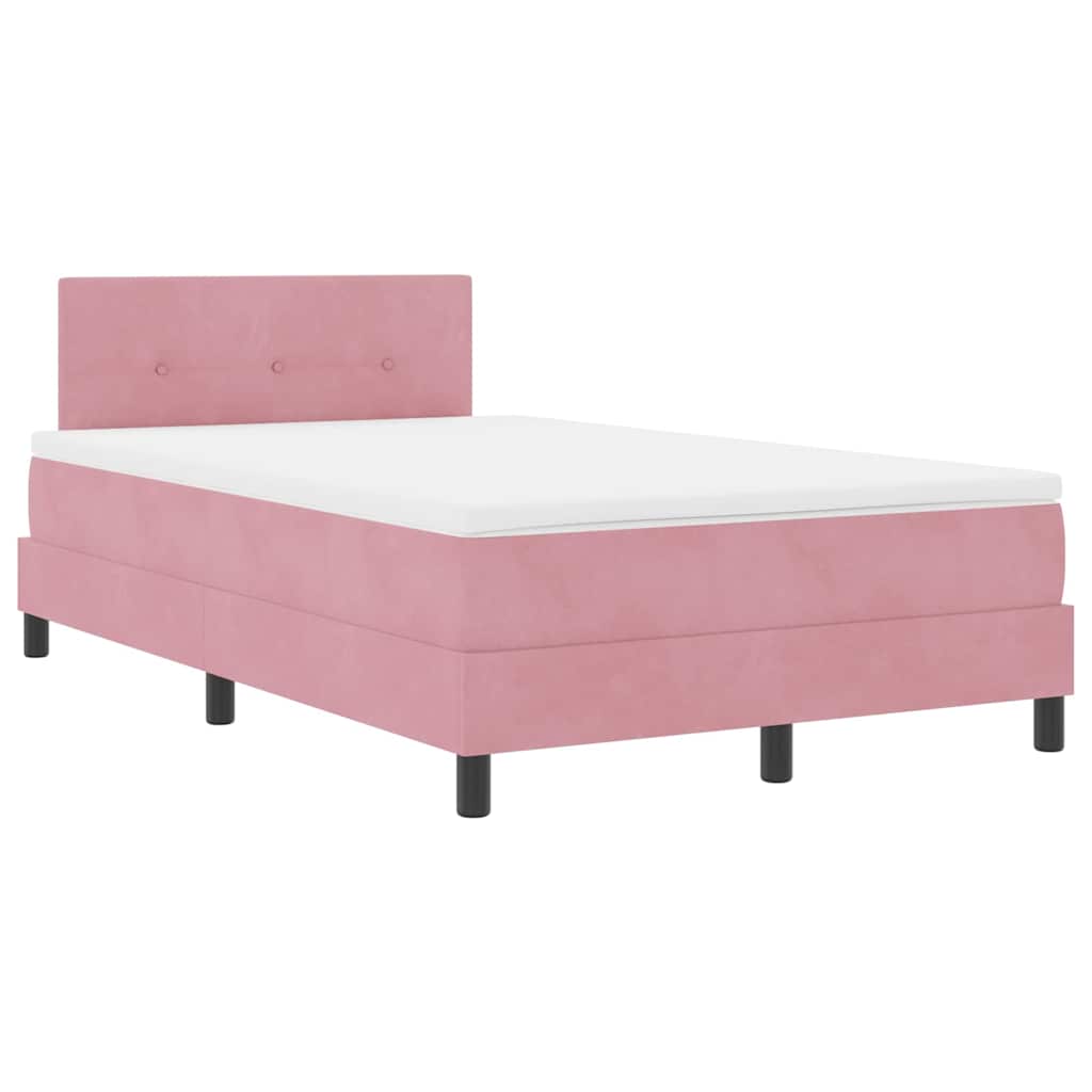 Letto a Sorgente LED con materasso Rosa 120 x 200 cm Velluto
