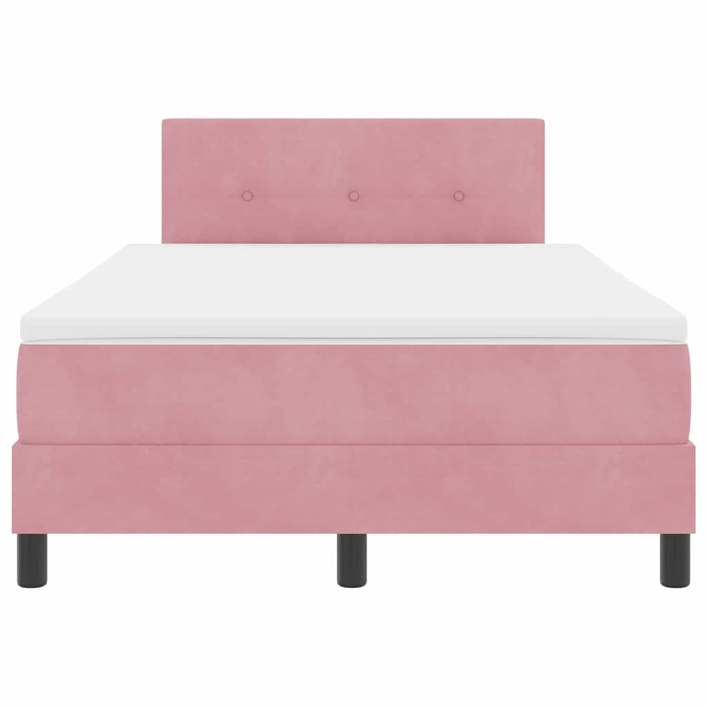 Letto a Sorgente LED con materasso Rosa 120 x 200 cm Velluto