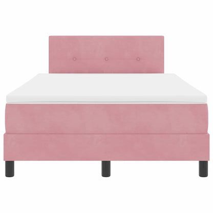 Letto a Sorgente LED con materasso Rosa 120 x 200 cm Velluto
