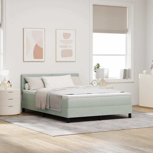 Letto a Sorgente LED Grigio chiaro 140 x 190 cm Velluto | homemem39