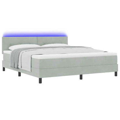 Letto a Sorgente LED Grigio chiaro 180 x 200 cm Velluto | homemem39
