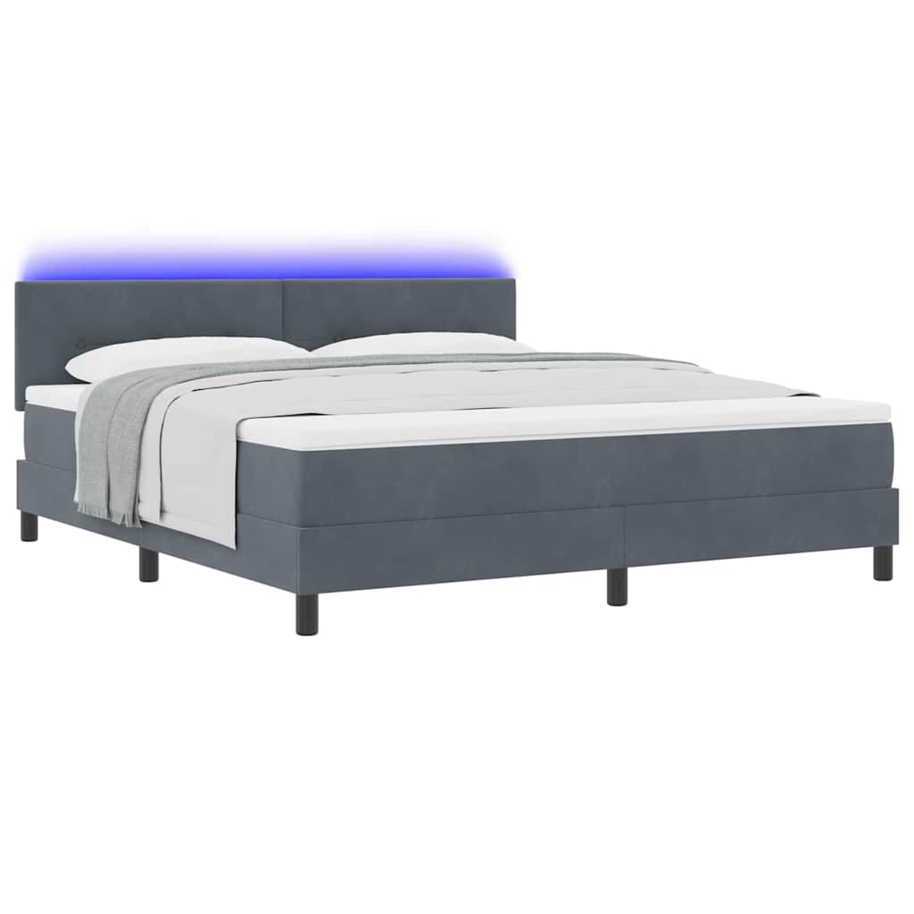 Letto a Sorgente LED Grigio scuro 180 x 200 cm Velluto | homemem39
