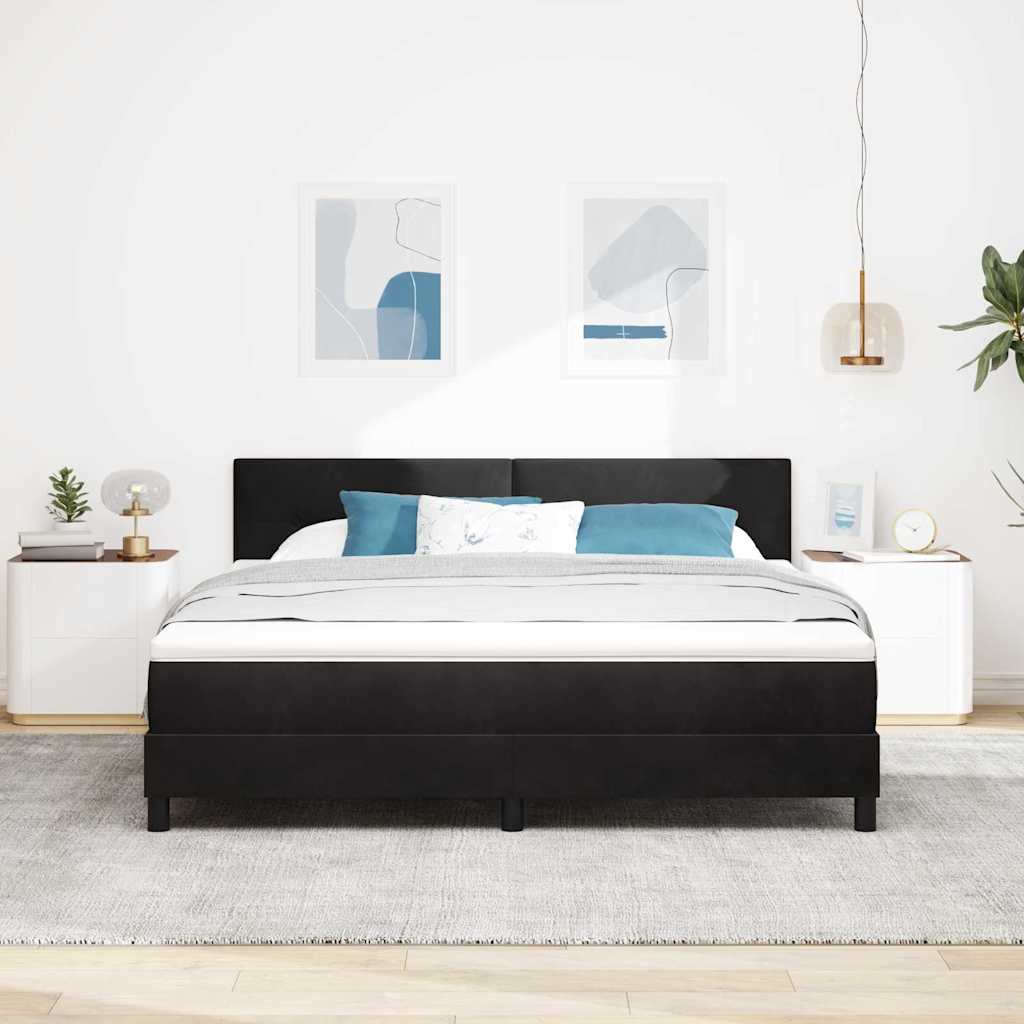 Letto a Sorgente LED con strisce LED Nero 180 x 200 cm Velluto | homemem39