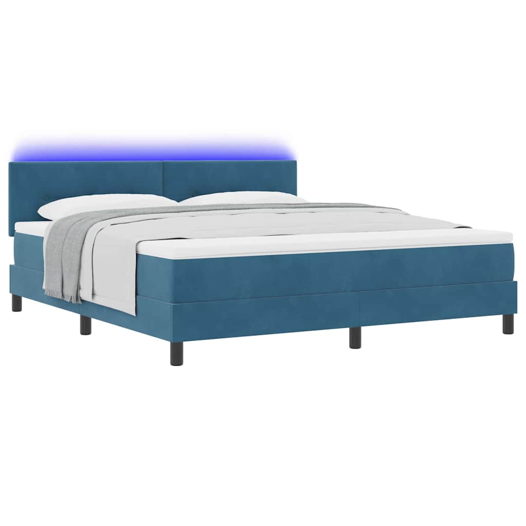 Letto a Sorgente LED Blu Scuro 180 x 200 cm Velluto | homemem39