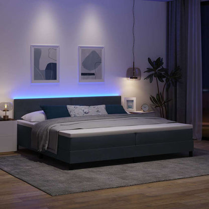Letto a Sorgente LED Grigio scuro 200 x 200 cm Velluto | homemem39
