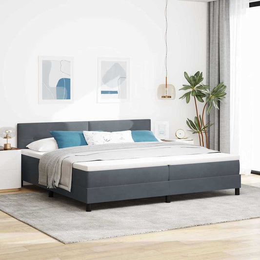 Letto a Sorgente LED Grigio scuro 200 x 200 cm Velluto | homemem39