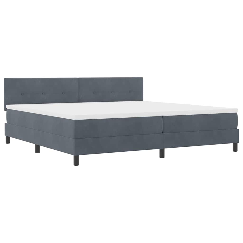 Letto a Sorgente LED Grigio scuro 200 x 200 cm Velluto | homemem39