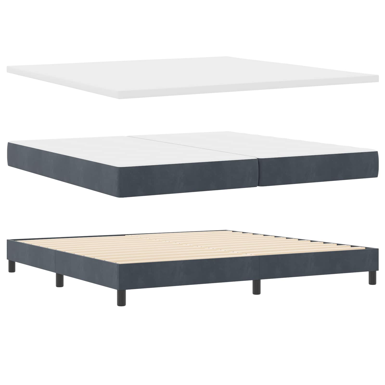 Letto a Sorgente LED Grigio scuro 200 x 200 cm Velluto | homemem39