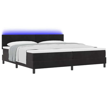 Letto a Sorgente LED con strisce LED Nero 200 x 200 cm Velluto | homemem39