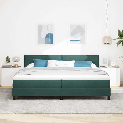 Letto a Sorgente LED Verde Scuro 200 x 200 cm Velluto | homemem39