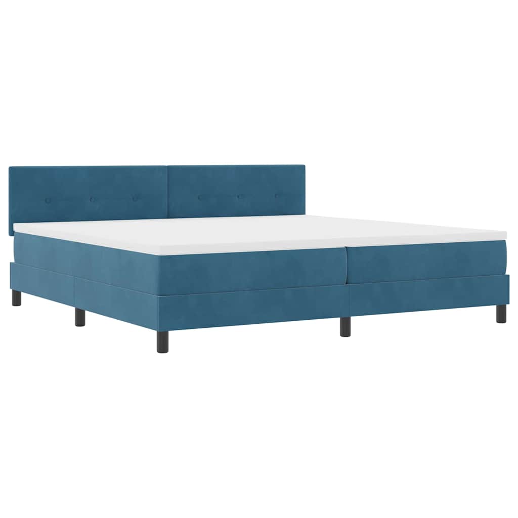 Letto a Sorgente LED Blu Scuro 200 x 200 cm Velluto | homemem39