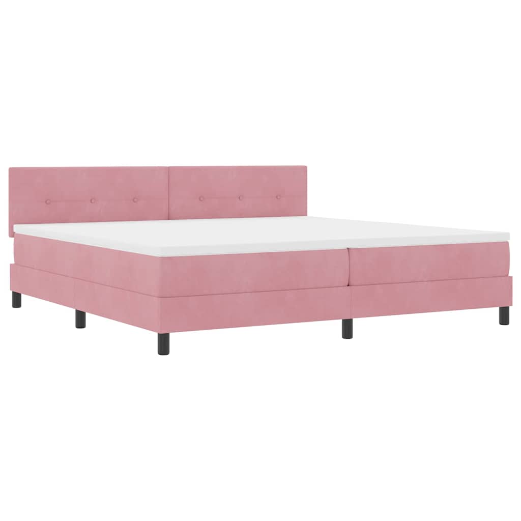 Letto a Sorgente LED con strisce LED Rosa 200 x 200 cm Velluto | homemem39