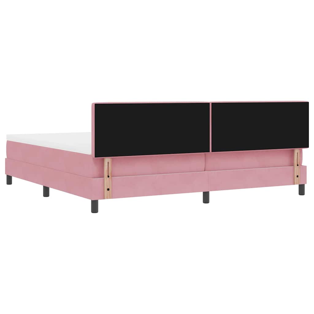 Letto a Sorgente LED con strisce LED Rosa 200 x 200 cm Velluto | homemem39
