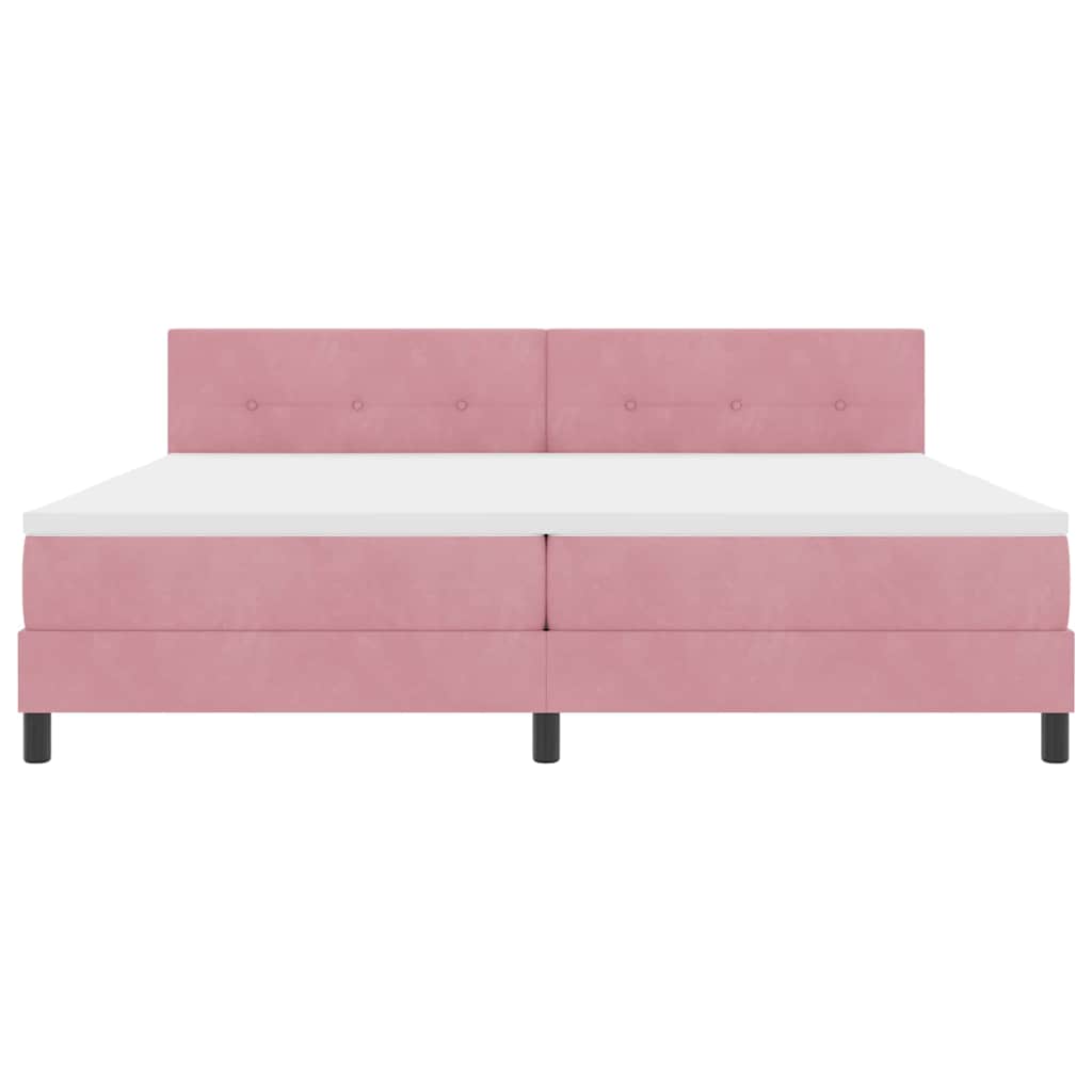 Letto a Sorgente LED con strisce LED Rosa 200 x 200 cm Velluto | homemem39