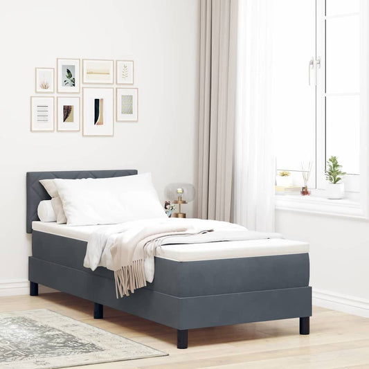 Letto a Sorgente LED Grigio scuro 80 x 200 cm Velluto | homemem39