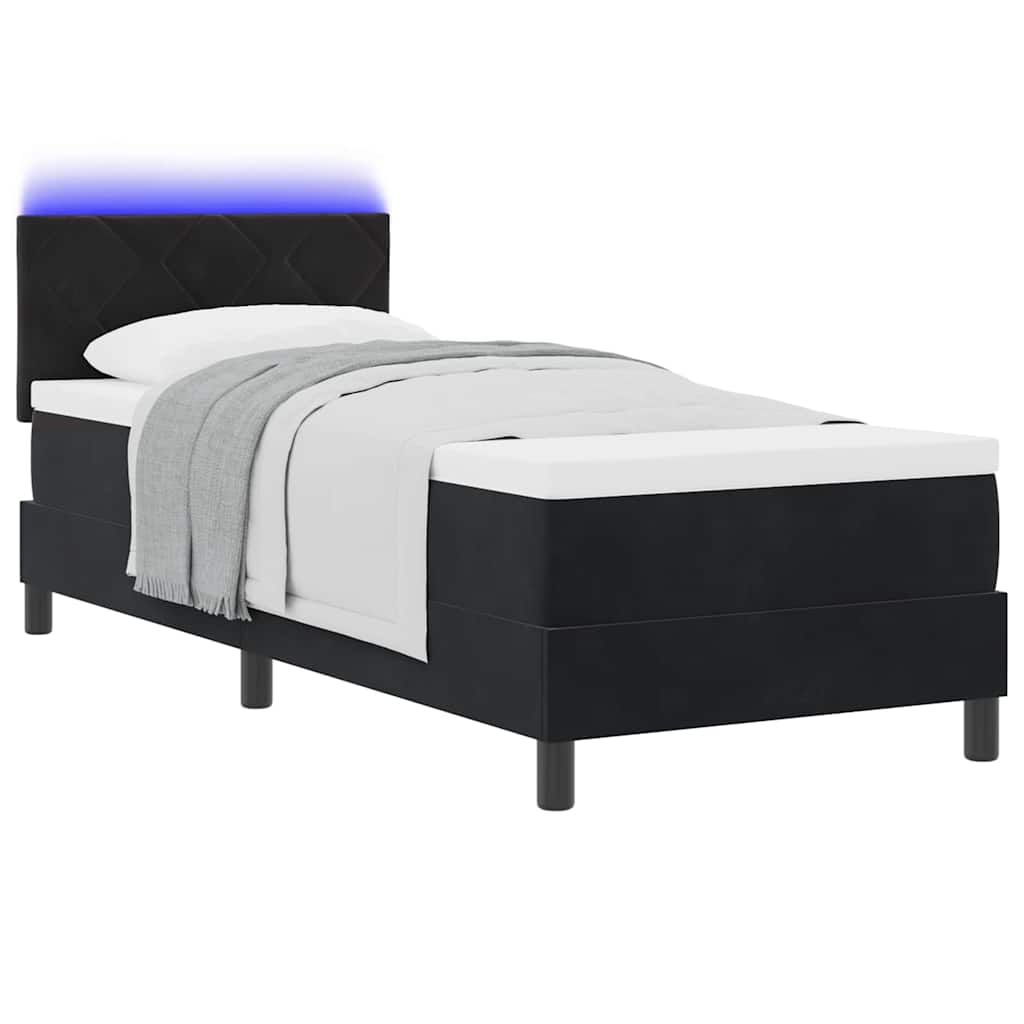 Letto a Sorgente LED con strisce LED Nero 80 x 200 cm Velluto | homemem39