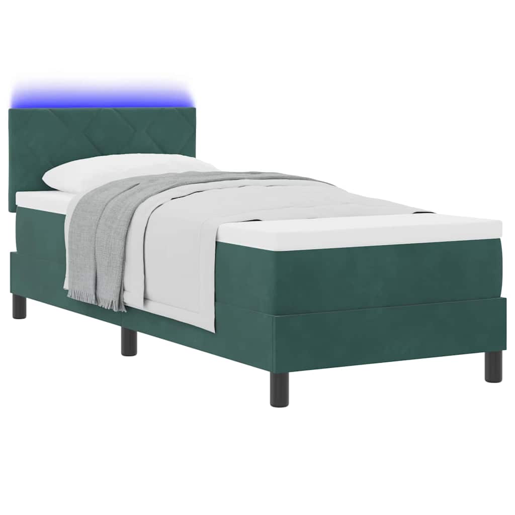Letto a Sorgente LED Verde Scuro 80 x 200 cm Velluto | homemem39