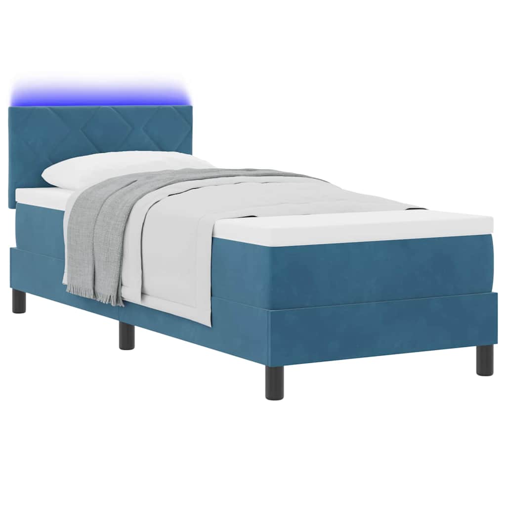 Letto a Sorgente LED con testiera Blu Scuro 80 x 200 cm Velluto | homemem39