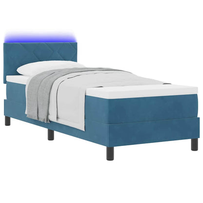 Letto a Sorgente LED con testiera Blu Scuro 80 x 200 cm Velluto | homemem39