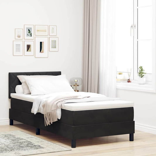 Letto a Sorgente LED con strisce LED Nero 90 x 190 cm Velluto | homemem39
