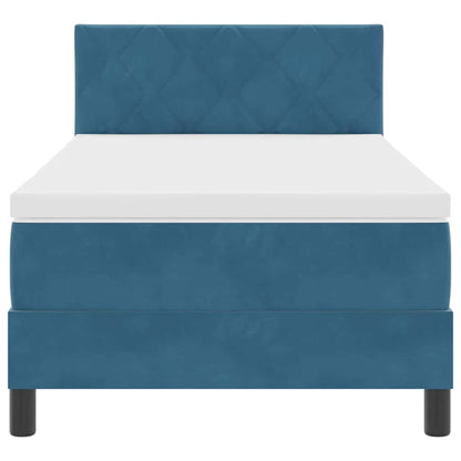Letto a Sorgente LED con testiera Blu Scuro 90 x 190 cm Velluto | homemem39
