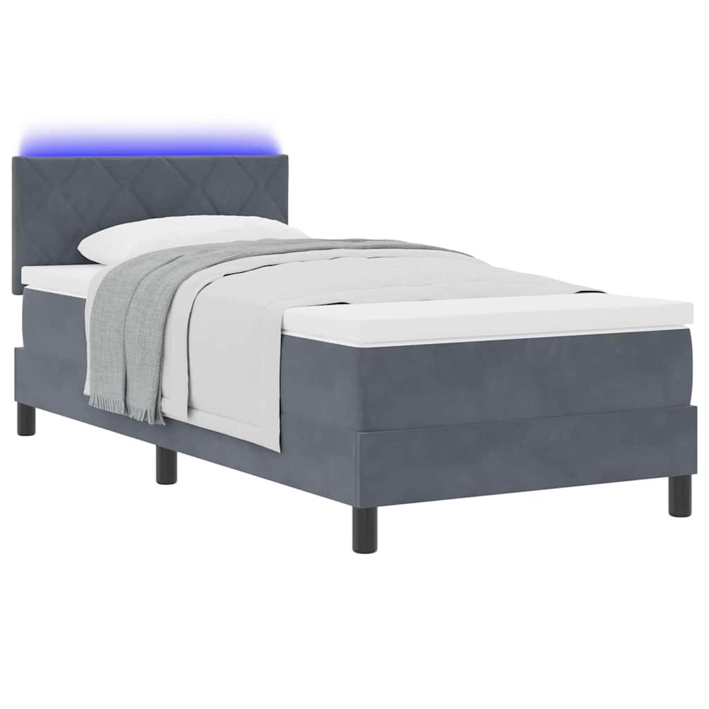 Letto a Sorgente LED Grigio scuro 90 x 200 cm Velluto | homemem39